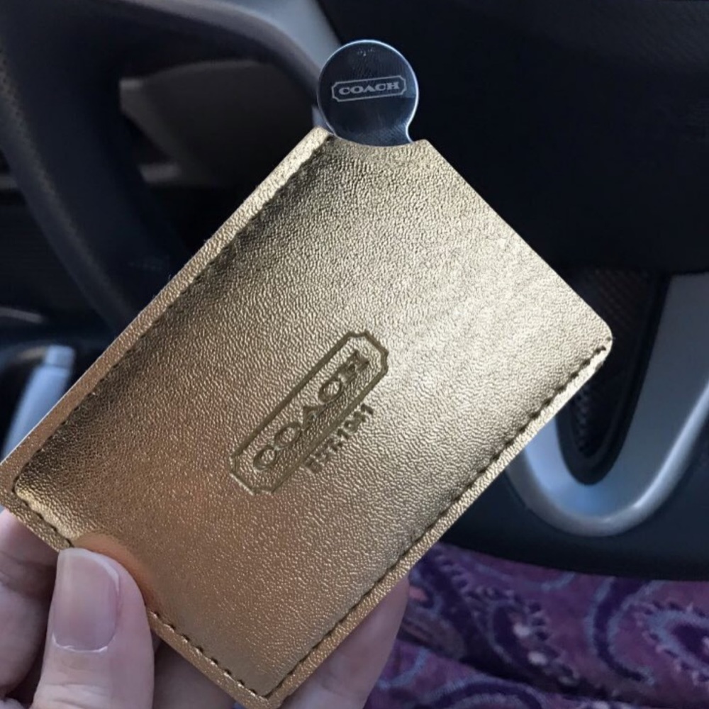 Coach mirror with box cover new gold